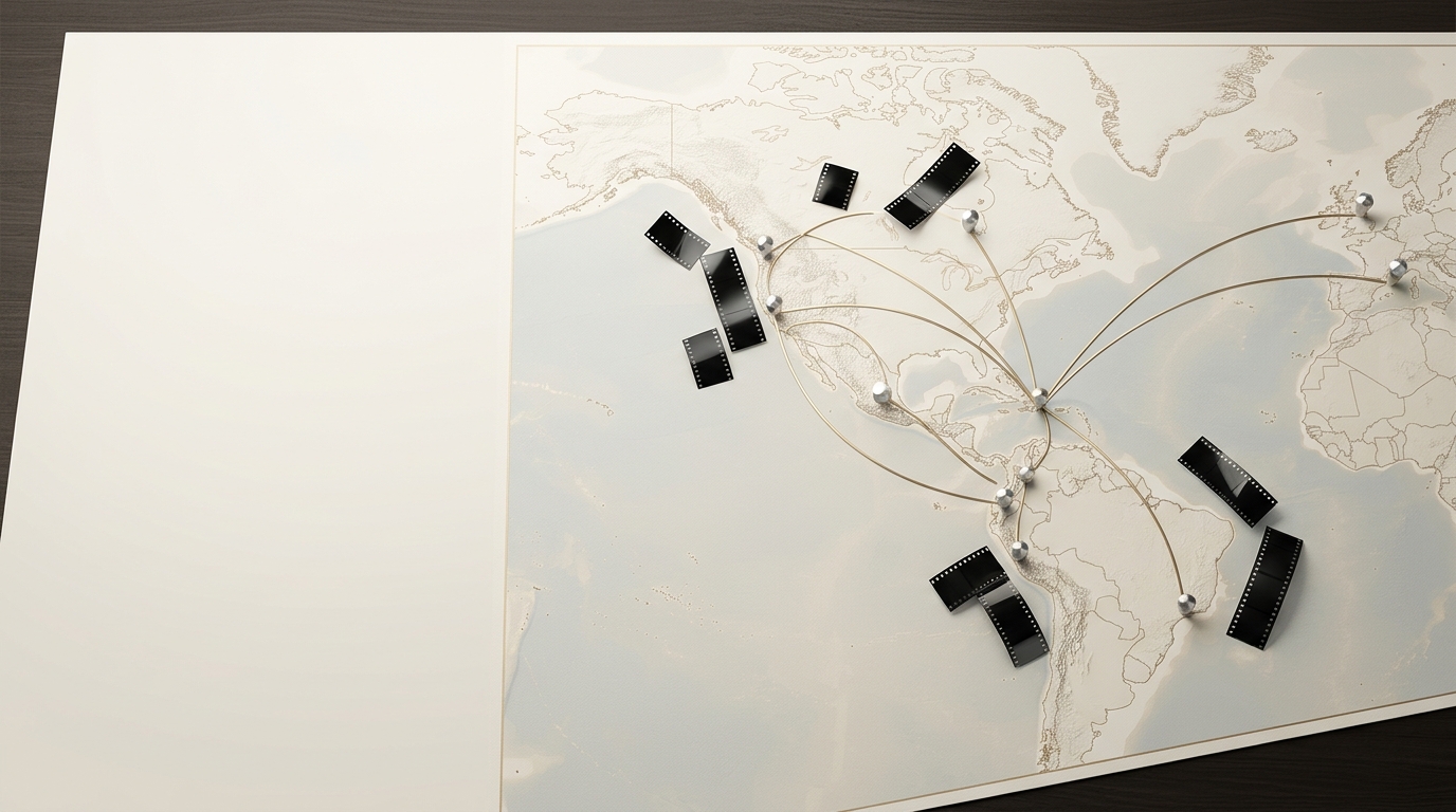 World map with film routes