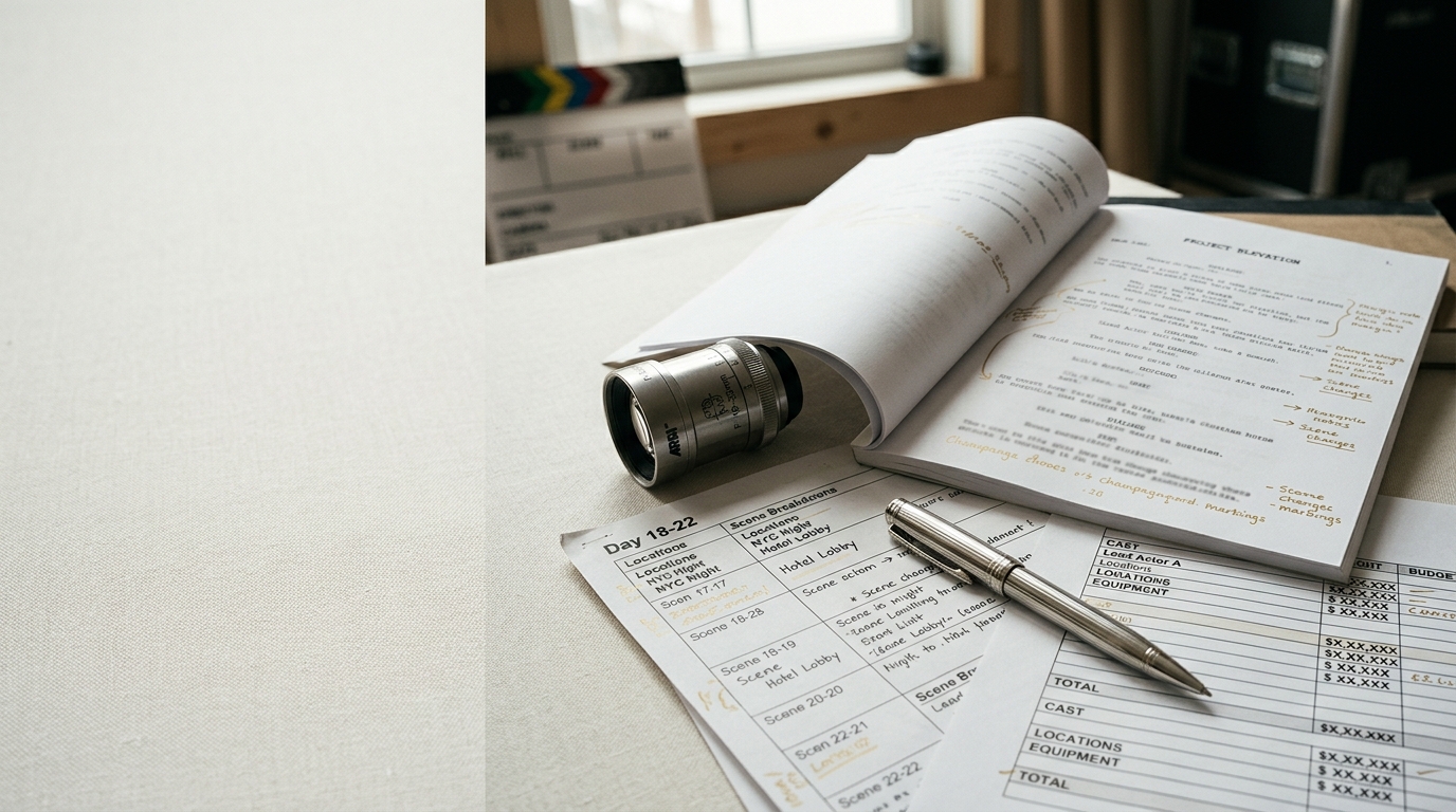 Script, lens, schedule and budget documents