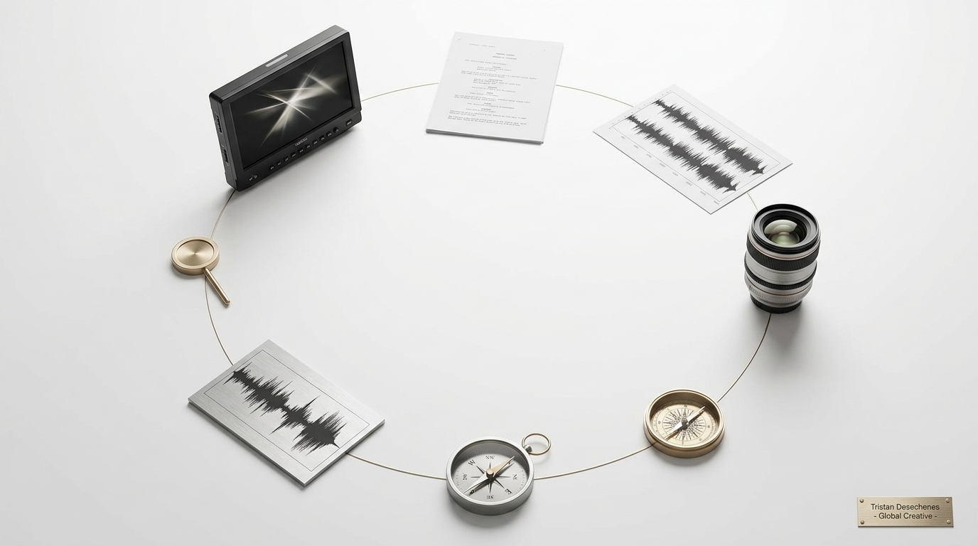 Objects representing story, systems, sound and culture