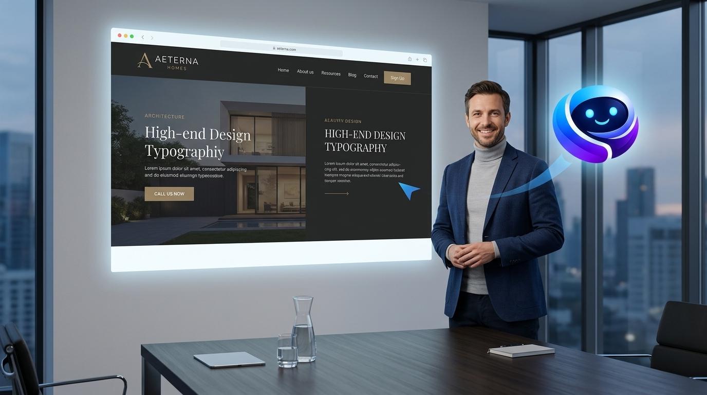 Bruno presenting a refined website in a professional meeting room